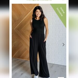 NWT Short Story Women's Kaia Jersey Knit Jumpsuit Size Large  Petite Black